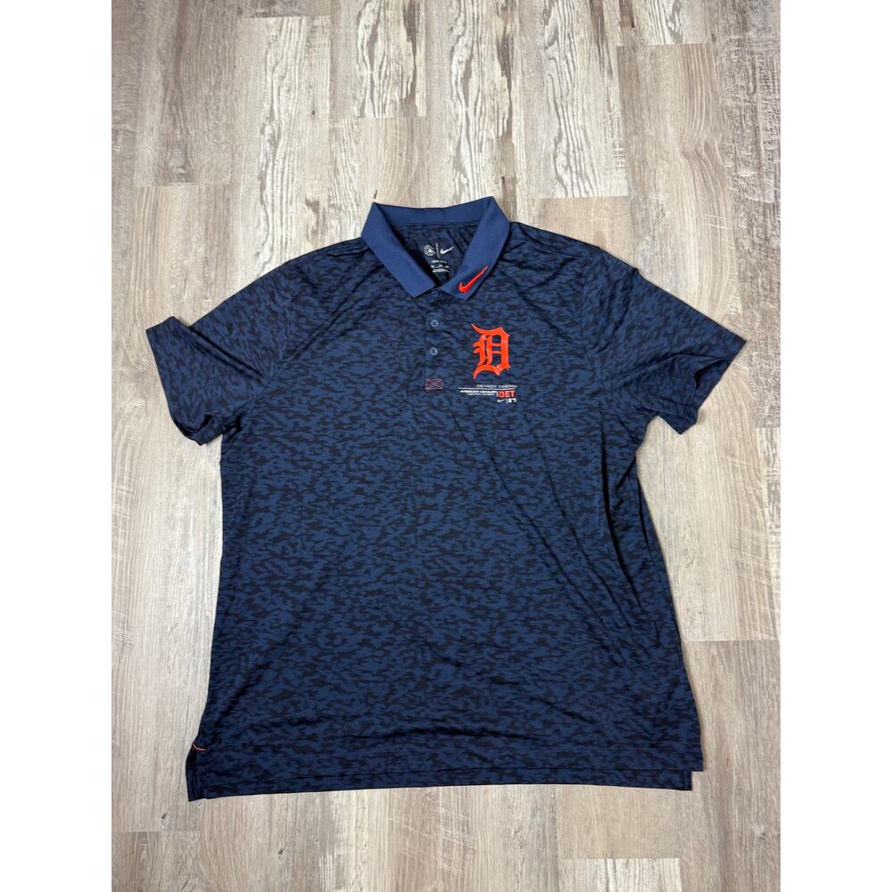 Nike Dri-Fit Detroit Tigers‎ MLB Polo Shirt Men’s XXL Blue Orange Logo